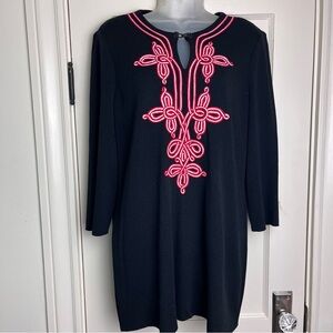 Ming Wang Soutache Embroidered Tunic knit Sweater